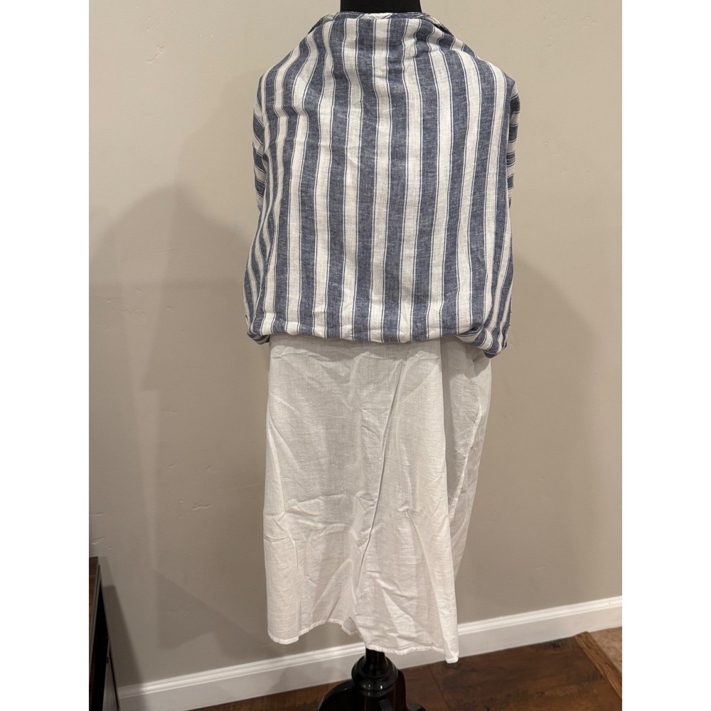NWT Beach Lunch Lounge Linen/Cotton Sleeveless Tunic Dress Blue White Stripes XL - Picture 5 of 15